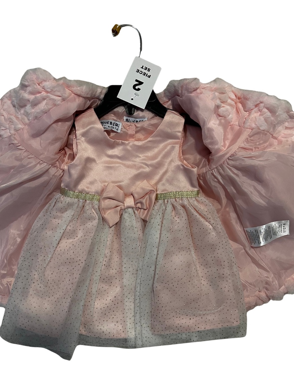 Baby Girls Pink Floral Faux-Fur Coat
